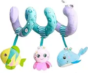 Baby Activity Spiral Plush Car Seat Toys, Stroller bar Toys with Bell for boy or Girl(Ocean)