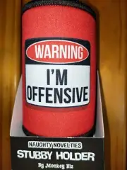 Monkey Biz Stubby Holder: Warning I'm Offensive