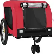 Pet Bike Trailer-Red/Black, Oxford Fabric, Iron Frame, Versatile Attachment for Bicycles, Reflective Safety Features, Smooth Large Wheels, Weather Cover, Spacious and Ventilated