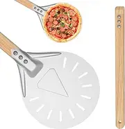 7 Inch Pizza Turning Peel,Professional Durable Pizza Peel Turner Non-Slip Aluminum Turning Paddle with 16 Inch Long Handle for Baking Homemade Pizza Bread (7 Inch, 40cm Handle)