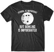 [VidiAmazing] Funny Bowling Shirt - School is Important But Bowling is Importanter Back to School T-Shirt by Really Awesome Shirts ds480 T-Shirt (S) Black