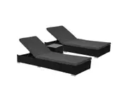 Borocay Wicker Sunbed Package with Side Table - Black