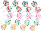 [UTHCLO] 20pcs Colorful Polymer Clay Lollipop Pendants Vibrant Lollipop Charms for Jewelry Making Bracelets and Craft Projects Versatile Supplies Eye for Easy Attachment