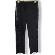 KC Parker Girls Pants Sz 14 Black Woven Tuxedo Style Metallic Silver Stripe NEW