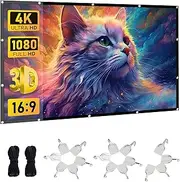 Aumerage Projector Screen 120 inch, Foldable Anti-Crease Washable Video Projector Screen Outdoor Indoor 16:9 Portable Projection Movie Screen for Theater, Party, Office (120 inch Projector Screen)