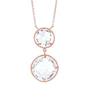 Genevive 18K Rose Gold Vermeil White Quartz Necklace