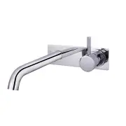 WISH2 Wall Basin Bath Mixer and Spout - 220mm Backplate - Chrome