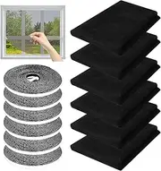 Mosquito Nets for Windows, Pack of 6 Fly Screen for Windows, with 6 Rolls of Self-Adhesive Tape, Mosquito Protection Window, Self-Adhesive Mosquito Net Window, for Flies, Bug Bees, Mosquito Protection