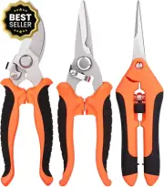 3x Garden Shears Set Stainless Steel Pruning Scissors Snips for Flowers Fruit