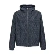 [Fendi] Fendi Patterned Hooded Jacket 52 IT BLUE