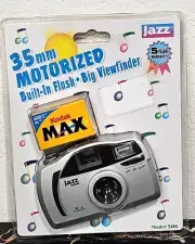 Vintage Jazz 35mm Motorized Camera With Built In Flash Model 506 Missing Battery