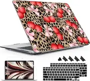 Lepeoac for MacBook Air 13 Inch Case 2020-2018 (A2337 M1 A2179 A1932), Shockproof Hard Shell Cover with Screen Protector, for Retina Display & Touch ID–Full Protection for MacBook Air, Leopard Cherry