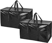 4 Pack Moving Totes Packing Bags with Zips 110L Heavy-Duty Oversize Large Storage Bag Clothes Storage Bags Waterproof Large Bags for Moving House with Zips Reusable Moving Bags Black