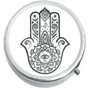 Black And White Hamsa Medicine Vitamin Pill Box