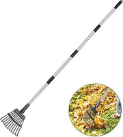Rake for Leaves Heavy Duty 72 Inch Long Expandable Leaf Rake, 18 Inch Wide Garden Rake with 25 Reinforced Tines and Stainless Steel Handle for Lawn, Yard, Leaf Cleanup
