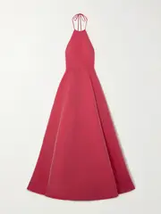 [BERNADETTE] BERNADETTE - Delilah Open-back Taffeta Halterneck Gown - Red - FR 42 FR 42 Red