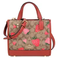在飛比找Yahoo奇摩購物中心優惠-COACH DEMPSEY 防潑水草莓印花小托特紙袋兩用包(