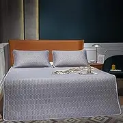 Summer Washable Mattress, Latex Ice Silk, Three-Piece Bed Set, Thin Mattress Mat, Active Printing and Dyeing, Healthy Materials, Help Sleep,Gray,180 * 200cm