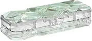 Yoogain Irregular Polygon Soft Green Crystal Pattern Plastic Pencil Box Clear Double Deck Transparent Pens Cases For School With Lid