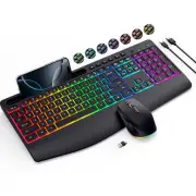Wireless Keyboard and Mouse Combo- 2.4G Rechargeable Keyboard with Phone Hold...