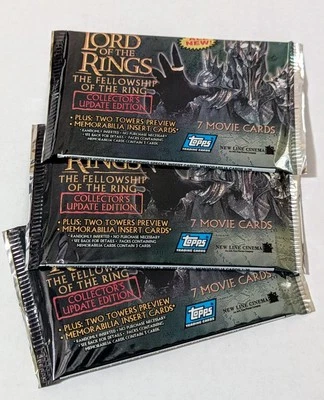 2002 Lord Of The Rings Fellowship of the Ring Update Card Sealed Hobby Pack X 3