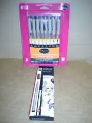 Sakura of America #30067 8pc PIGMA MICRON BLACK PEN SET/Maribu graphix 4pc. New
