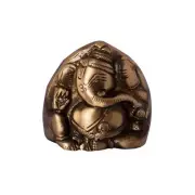Antique Finish Two Faced Lord Ganesha Brass Showpiece (5 cm x 4 cm x 6, Brown an