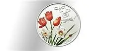 庫克國際女人節郁金香瓢蟲精制鑲嵌施華洛世奇黃水晶彩色紀念銀幣