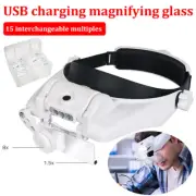 3 LED Headband Headset Head Lamp Light Jeweler Magnifier Magnifying Glass Loupe