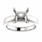 Sterling Silver Square/Princess Cut Solitaire Ring Setting - Tapered Style Ring