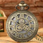 Steampunk Hollow-Out Gear Cover Quartz Movement Pocket Watch with Chain reloj
