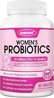 Probiotics for Women 50 Billion CFU, 14 Strains, Supports Vaginal, Digestive and Immune Health, Prebiotic Fiber Shelf Stable, Gluten & Soy Free 60 Tablets