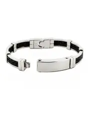 [Cudworth] Stainless Steel Leather Small Bangle in Silver