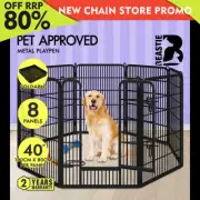 BEASTIE Dog Playpen Pet Fence Metal Panel Enclosure Puppy Exercise Pen 40" Large