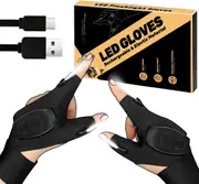 OZK LED Flashlight Gloves, Rechargeable, Hands-Free, One Size Fits Most, Black, 200 Lumen, Perfect Stocking Stuffers for Men, Women, Adults