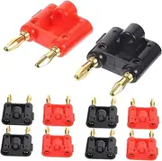 jojofuny 10pcs Double Banana Gold Plated Banana Audio 2-Way Banana Plugs Banana Audio Connector Banana Connector for Video Receiver Incense Sticks Double Head Metal
