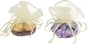 Dealglad 100pcs Beige Organza Tulle Circles with Drawstring, 9.8 Inch Round Organza Bags Jewelry Candy Pouch Christmas Wedding Party Favor Gift Bags
