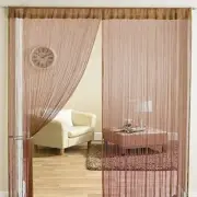 2 Piece Beautiful Polyester Door Threads String Curtain 7ft, Aqua Brown