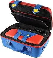 Carrying Storage Case for Nintendo Switch Large Protective Hard Shell Travle Bag Soft Lining 26 Games for Switch Console Pro Controller with Shoulder Strap(Blue&Red)