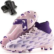 [PATPAT] Boys Girls Soccer Cleats High Top Lightweight Training Football Shoes Little Big Kid Youth Firm Ground Athletic Outdoor Turf Indoor Lace Up Non-Slip Comfortable Durable Flexible Traction Breathable