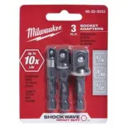 Shockwave Hex Shank 3 Socket Adapter Set Impact Driver Drill Bits Tool set new