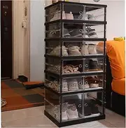 Shoe Rack Foldable, 6 Tier Folding Shoe Cabinet Organizer Collapsible, Dust Free and Water Proof Shoe Shelf Organiser
