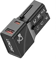 LENCENT International Travel Power Adapter Mini Pocket USB C Charger, PD 25W&QC 3.0 Type-C Fast Charging, Outlet Adaptor, Worldwide Cell Phone Wall Charger Block with UK US EU European Australia
