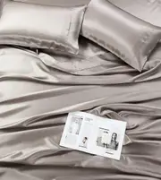 Satin Sheet Set Queen Bed Mocha