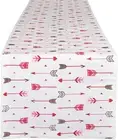 DII Valentine's Day Hearts and Arrow Print Table Runner, White/Red 14x108"