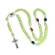 Glow in Dark Cross Rosary Necklace Bead Praying Meditation Gift Supplies