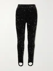 [RICHARD QUINN] RICHARD QUINN - Sequined Stretch-jersey Stirrup Leggings - Black - UK 10 UK 10 Black