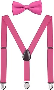 [WDSKY] Kids Suspenders and Bow Tie Set Adjustable for Wedding