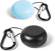 2pcs Earplug Cases, Round Portable Ear Plug Holder with Keychains, Earphones Pouch, Ear Bud Carrying Case Bag, Premium Carrying Case for Business Trip, Storage Earbuds, Trinkets, Pills (Black, Blue)