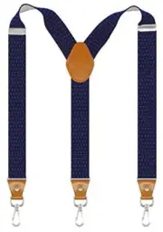 Mens Suspenders with 3 Swivel Hooks Belt Loops 1.4 Inch Wide Heavy Navy Dot